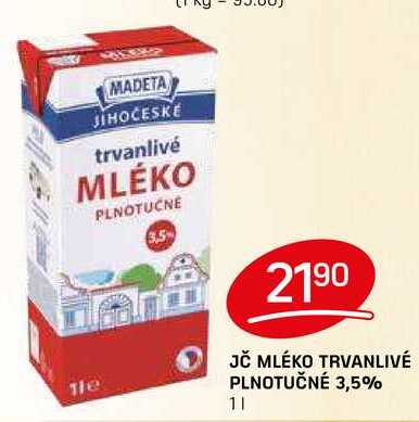 JČ MLÉKO TRVANLIVÉ PLNOTUČNÉ 3,5% 1l 