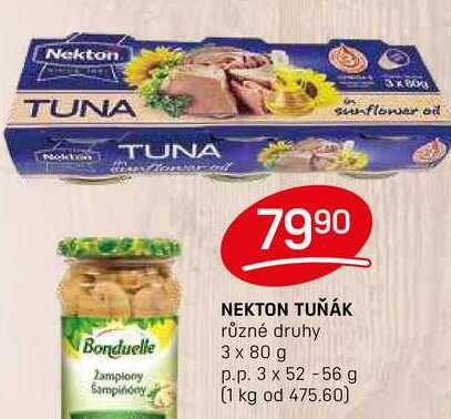 NEKTON TUŇÁK různé druhy 3 x 80 g p.p. 3 x 52-56 g 