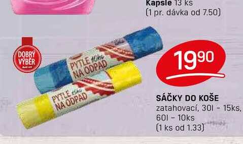 SÁČKY DO KOŠE zatahovací, 30l - 15ks