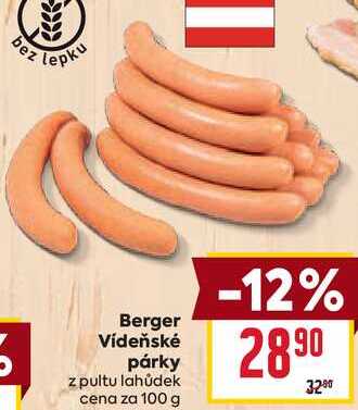 Vídeňské párky z pultu lahůdek cena za 100 g