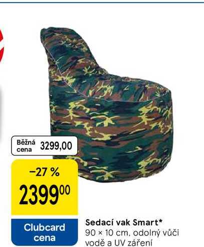 Sedací vak Smart, 90 x 10 cm, odolný vůči vodě a UV záření 