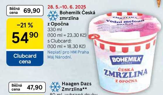 Bohemilk Česká zmrzlina z Opočna, 330 ml  