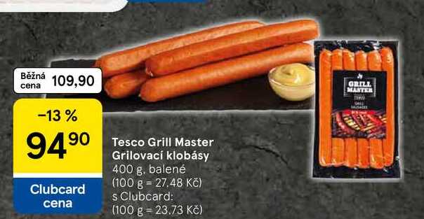 Tesco Grill Master Grilovací klobásy, 400 g, balené 