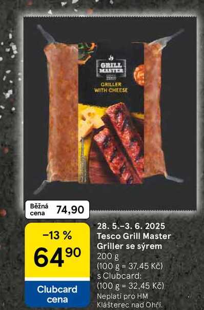 Tesco Grill Master Griller se sýrem, 200 g