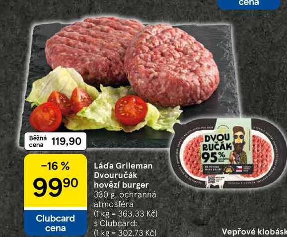 Láďa Grileman Dvouručák hovězí burger, 330 g 