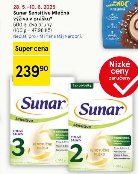Sunar Sensitive Mléčná výživa v prášku, 500 g