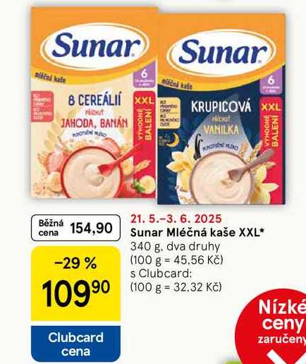 Sunar Mléčná kaše XXL, 340 g 