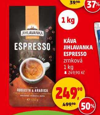 JIHLAVANKA SILNA ESPRESSO KÁVA zrnková, 1 kg 