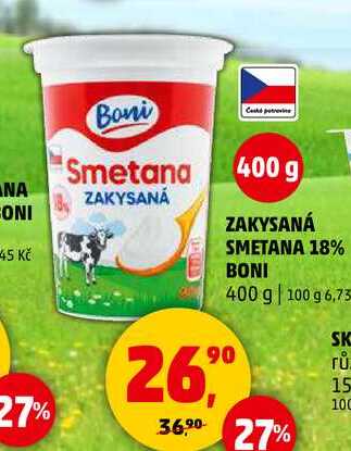ZAKYSANÁ SMETANA 18% BONI, 400 g  