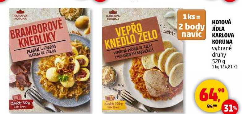 HOTOVÁ JÍDLA KARLOVA KORUNA vybrané druhy, 520 g 