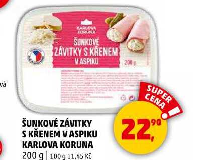 ŠUNKOVÉ ZÁVITKY S KŘENEM V ASPIKU KARLOVA KORUNA, 200 g 