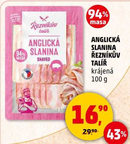 ANGLICKÁ SLANINA ŘEZNÍKŮV TALÍŘ krájená, 100 g 