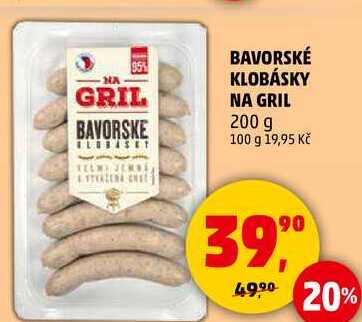 BAVORSKÉ KLOBÁSKY NA GRIL, 200 g 