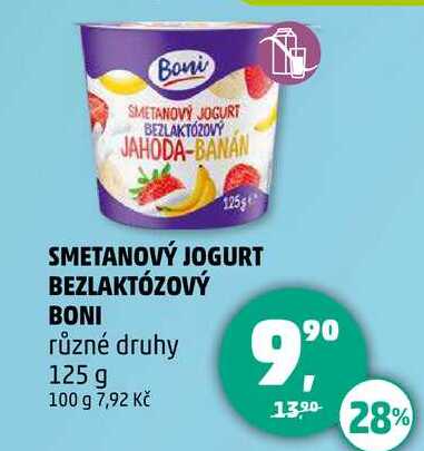SMETANOVÝ JOGURT BEZLAKTÓZOVÝ BONI různé druhy, 125 