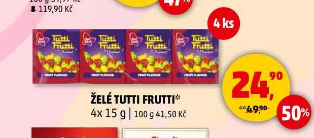 ŽELÉ TUTTI FRUTTI, 4 x 15 g 