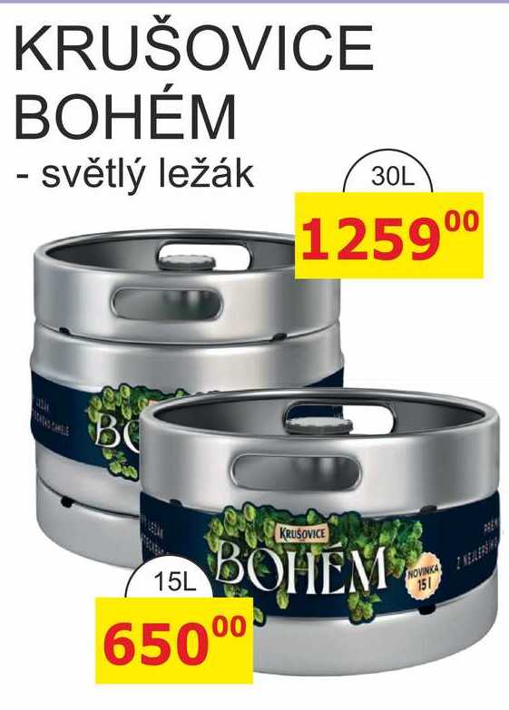 KRUŠOVICE BOHÉM - světlý ležák 15L 