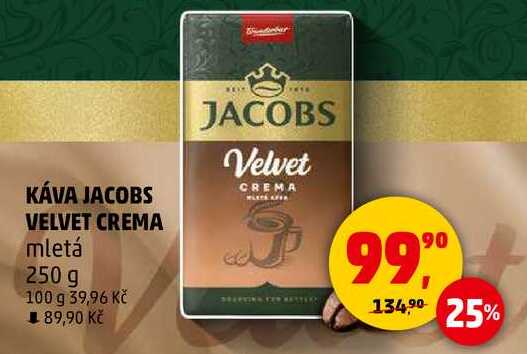 KÁVA JACOBS VELVET CREMA mletá, 250 g 

