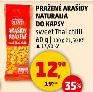 PRAŽENÉ ARAŠÍDY NATURALIA DO KAPSY Sweet Thai chilli, 60 g