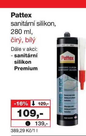 Pattex sanitární silikon, 280 ml, čirý, bílý  