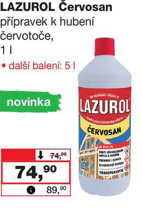LAZUROL Červosan přípravek k hubení červotoče, 1l