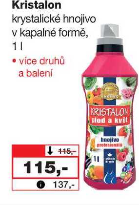 Kristalon krystalické hnojivo v kapalné formě, 1l