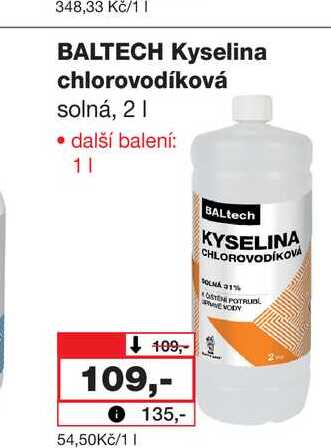 BALTECH Kyselina chlorovodíková solná, 2l