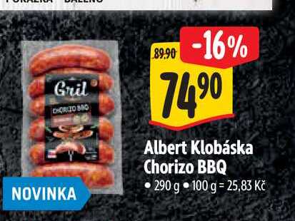   Albert Klobáska Chorizo BBQ 290 g 