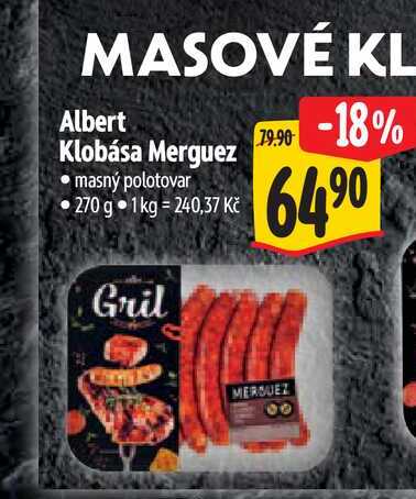  Albert Klobása Merguez  270 g