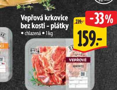 Vepřová krkovice bez kosti - plátky 1 kg