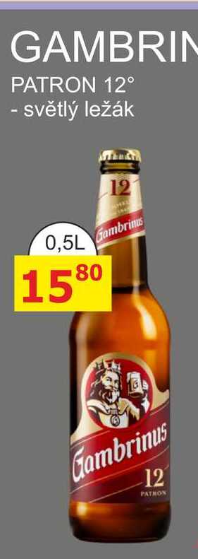 GAMBRINUS PATRON 12° - světlý ležák 0,5L 