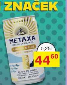 METAXA Citrus a Lime míchaný drink 0,25l plechovka