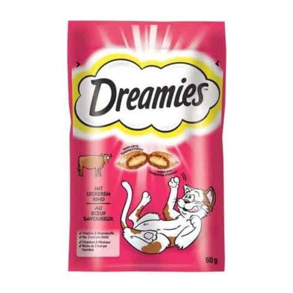 Dreamies Polštářky s hovězím masem doplňkové krmivo pro kočky a koťata