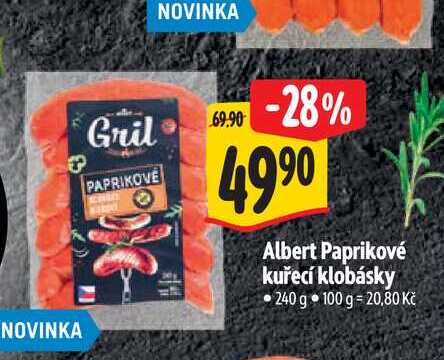   Albert Paprikové kuřecí klobásky 240 g 