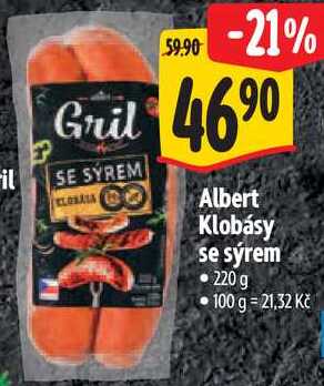 Albert Klobásy se sýrem, 220 g 