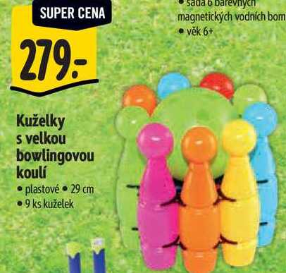 Kuželky s velkou bowlingovou koulí 