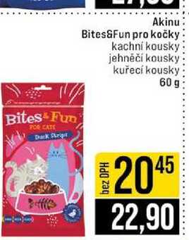 Akinu Bites&Fun pro kočky kachní kousky jehněčí kousky kuřecí kousky 60g