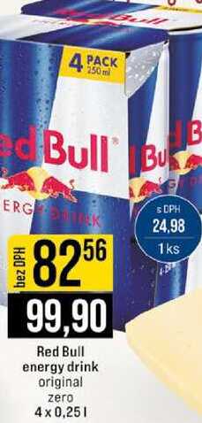 Red Bull energy drink original zero 4x0,25l