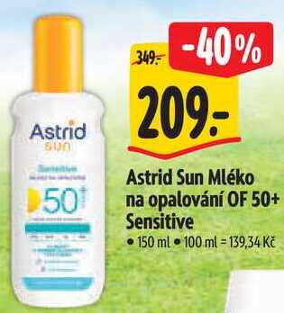 Astrid Sun Mléko na opalování OF 50+ Sensitive, 150 ml 