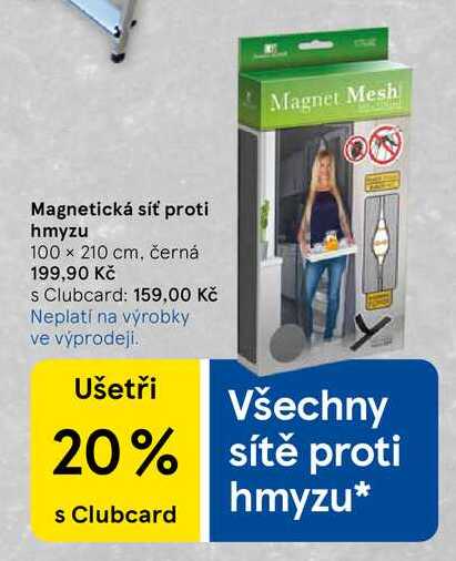 Magnetická síť proti hmyzu, 100 x 210 cm, černá  