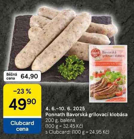 Ponnath Bavorská grilovací klobása, 200 g 