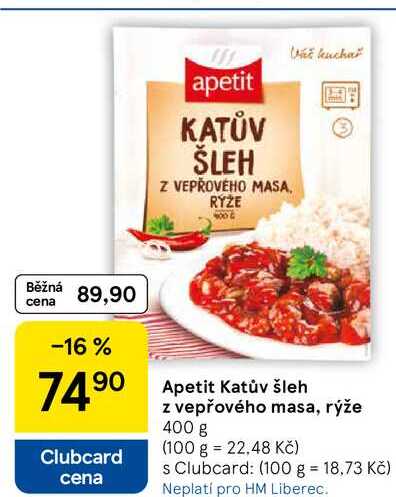 Apetit Katův šleh z vepřového masa, rýže, 400 g 