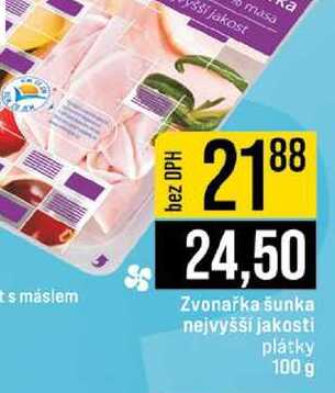 Zvonařka šunka nejvyšší jakosti plátky 100 g 