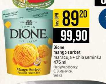 Dione mango sorbet maracuja + chia semínka 475 ml