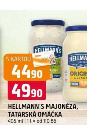 Hellmann's tatarská omáčka, majonéza 405ml