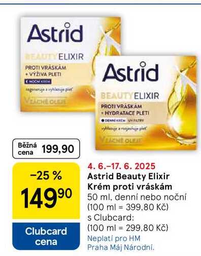 Astrid Beauty Elixir Krém proti vráskám, 50 ml, denní nebo noční 