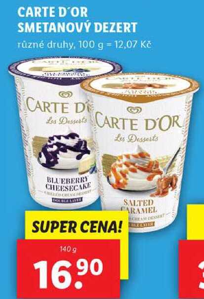 CARTE D'OR SMETANOVÝ DEZERT, 140 g