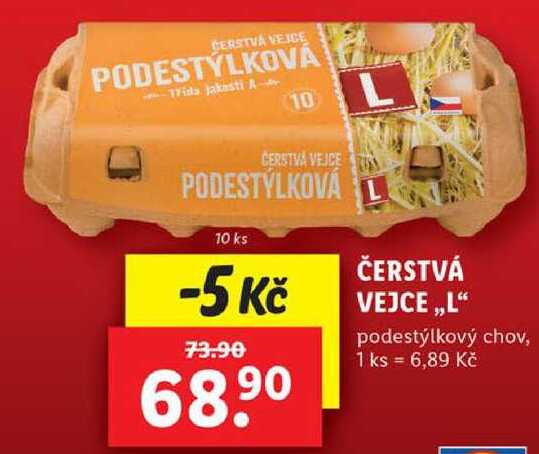 ČERSTVÁ VEJCE ,,L“ podestýlkový chov, 10 ks