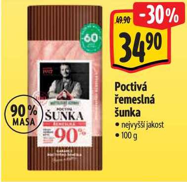 Poctivá řemeslná šunka, 100 g