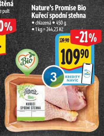 Nature's Promise Bio Kuřecí spodní stehna, 450 g