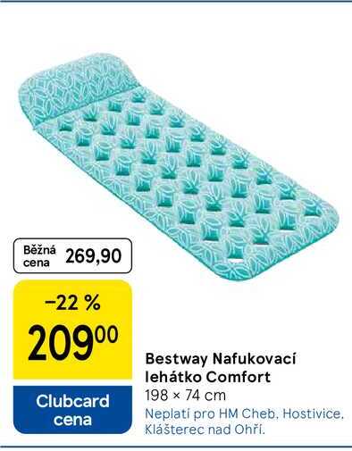 Bestway Nafukovací lehátko Comfort, 198 x 74 cm 